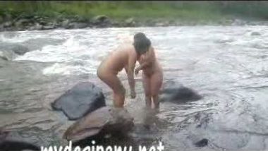Two Indian porn stars – aunties bathing in river