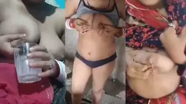 Nude Bhabhi collects her breast milk for her naughty Devar