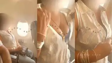 Daring Indian wife shows her boobs on a public flight