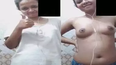 Cute topless bhabhi in bathroom shows small boobs